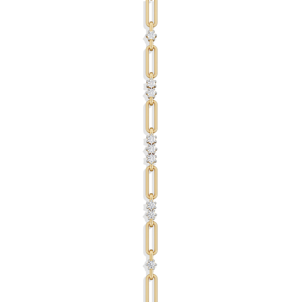 Paperclip 0.75ct Lab Diamond Link Bracelet in 18K Yellow Gold