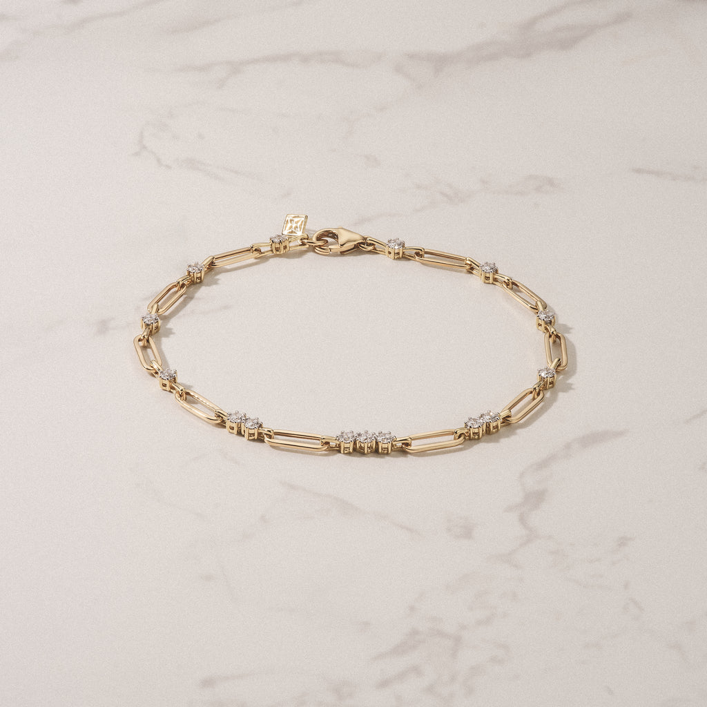 Paperclip 0.75ct Lab Diamond Link Bracelet in 18K Yellow Gold