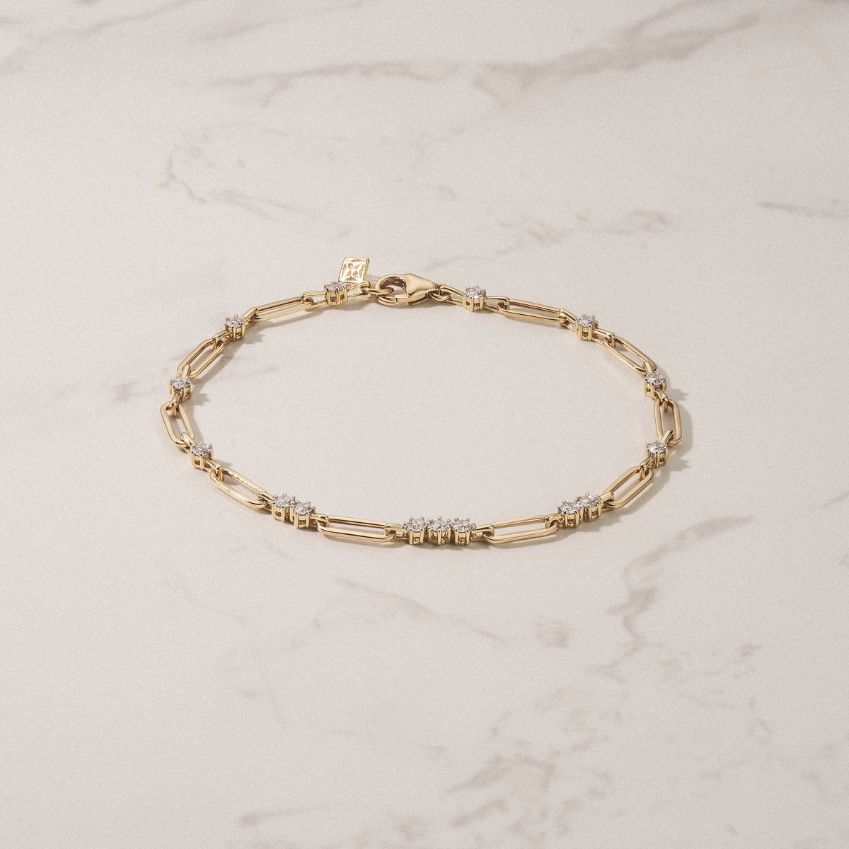 Paperclip 0.75ct Lab Diamond Link Bracelet in 18K Yellow Gold