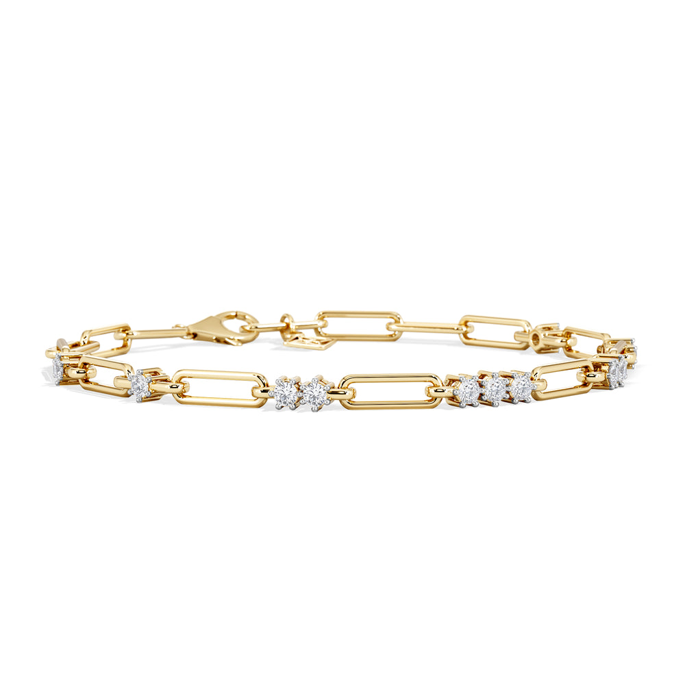Paperclip 0.75ct Lab Diamond Link Bracelet in 18K Yellow Gold
