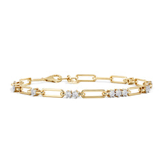Paperclip 0.75ct Lab Diamond Link Bracelet in 18K Yellow Gold