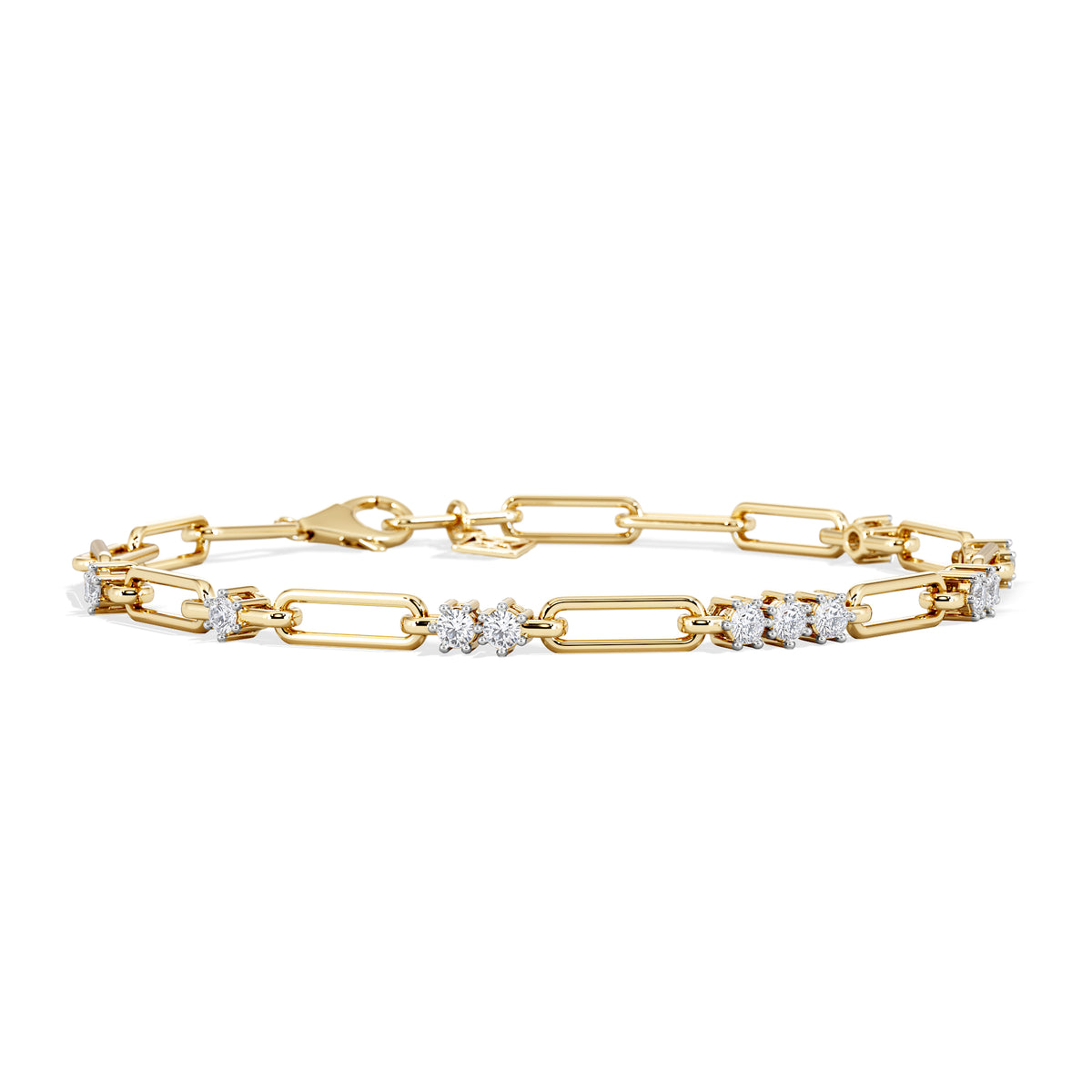 Paperclip 0.75ct Lab Diamond Link Bracelet in 18K Yellow Gold