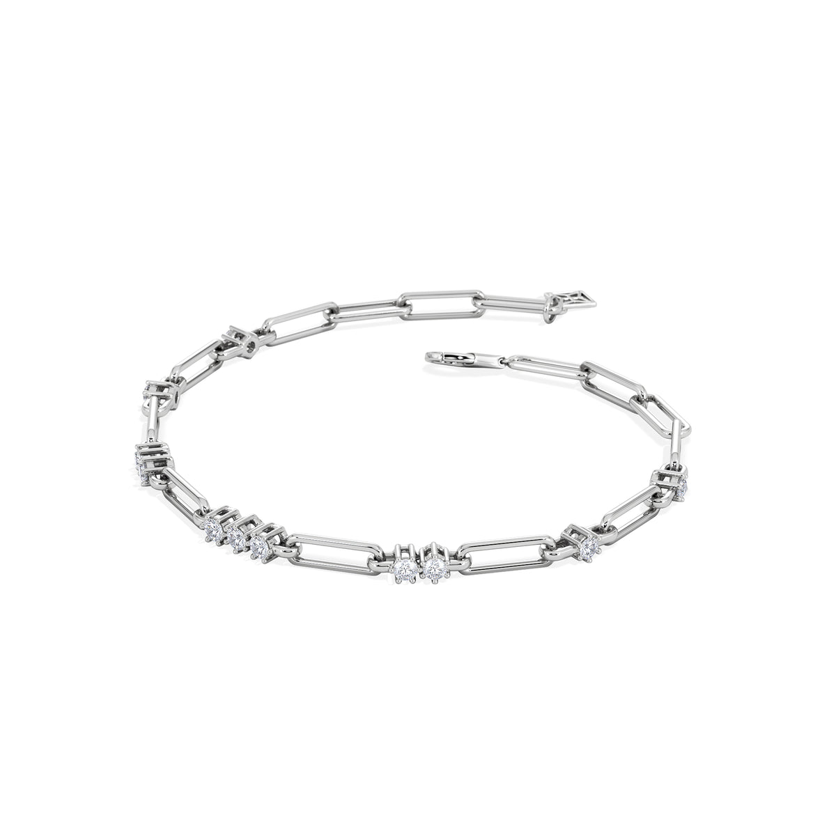 Paperclip 0.75ct Lab Diamond Link Bracelet in 18K White Gold