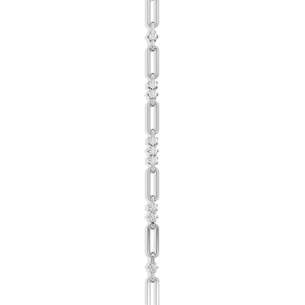 Paperclip 0.75ct Lab Diamond Link Bracelet in 18K White Gold