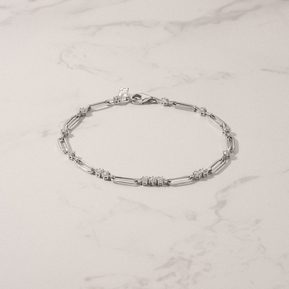 Paperclip 0.75ct Lab Diamond Link Bracelet in 18K White Gold