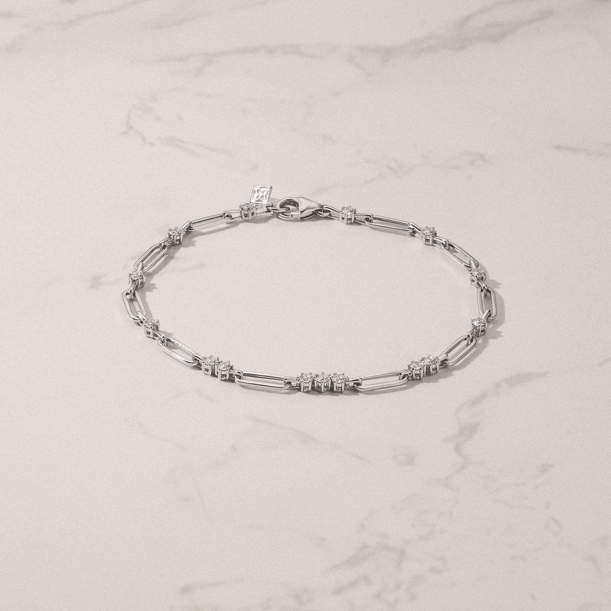 Paperclip 0.75ct Lab Diamond Link Bracelet in 18K White Gold
