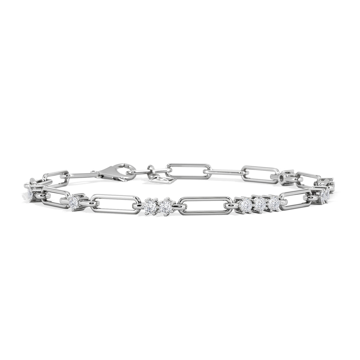 Paperclip 0.75ct Lab Diamond Link Bracelet in 18K White Gold