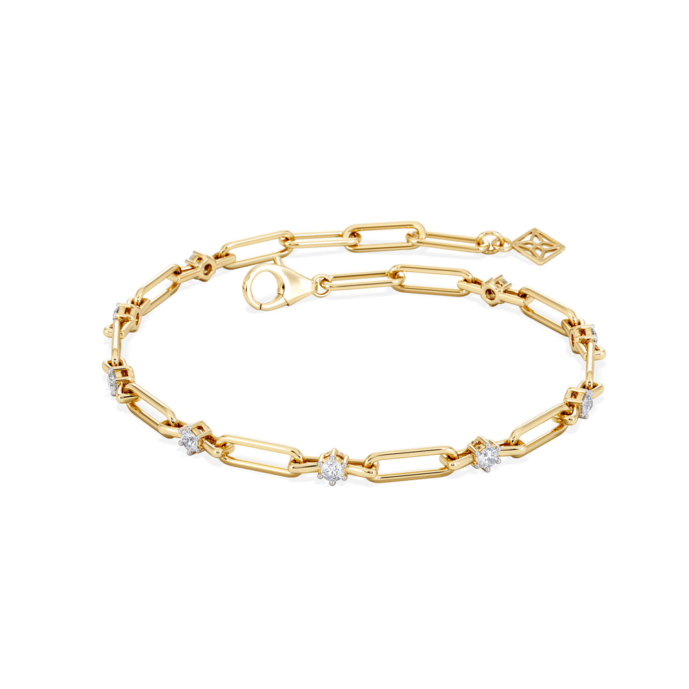 Paperclip 0.36ct Lab Diamond Link Bracelet in 18K Yellow Gold