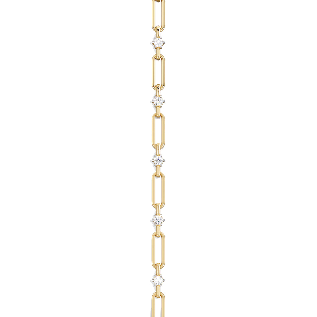 Paperclip 0.36ct Lab Diamond Link Bracelet in 18K Yellow Gold