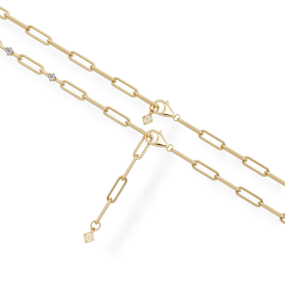 Paperclip 0.36ct Lab Diamond Link Bracelet in 18K Yellow Gold