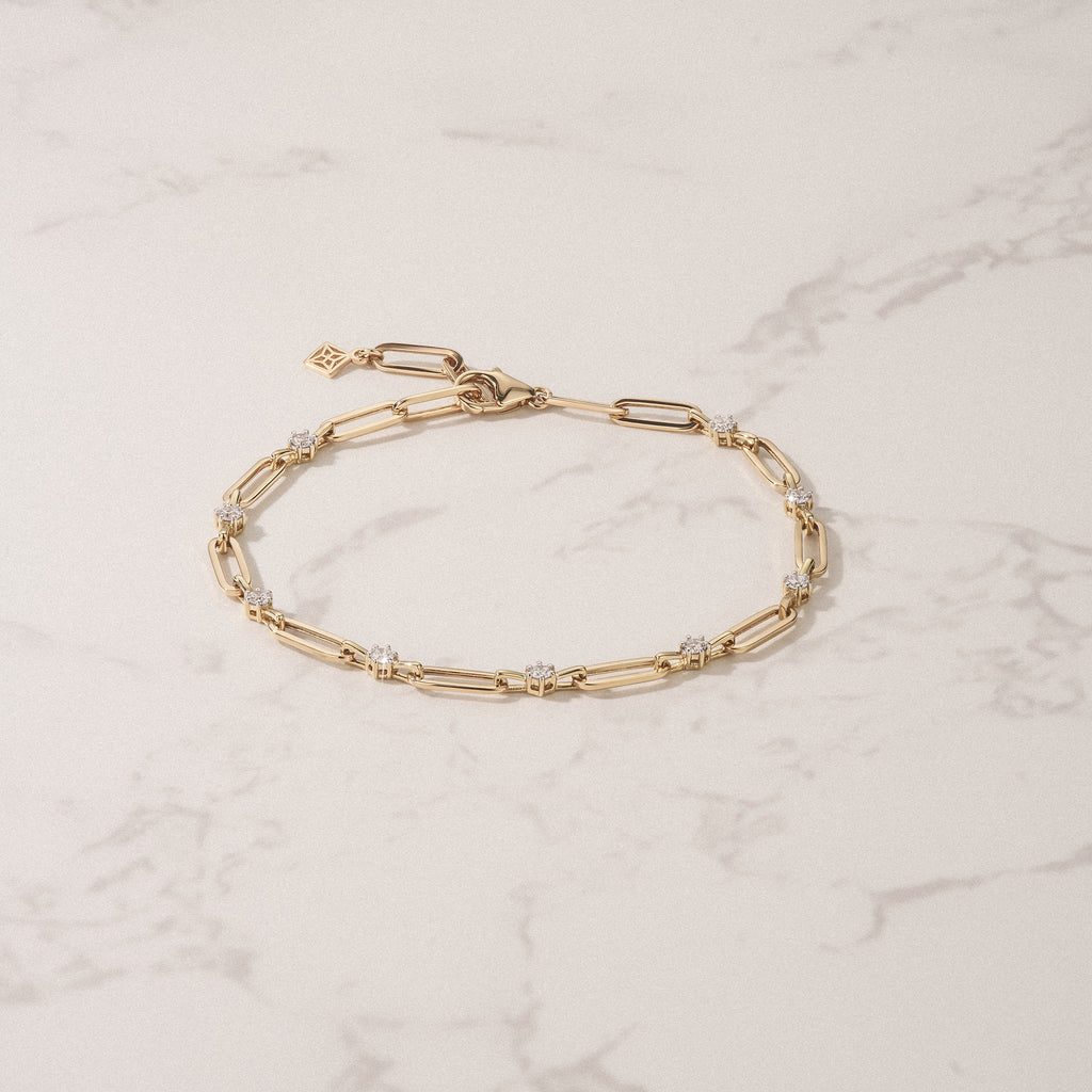 Paperclip 0.36ct Lab Diamond Link Bracelet in 18K Yellow Gold
