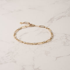 Paperclip 0.36ct Lab Diamond Link Bracelet in 18K Yellow Gold