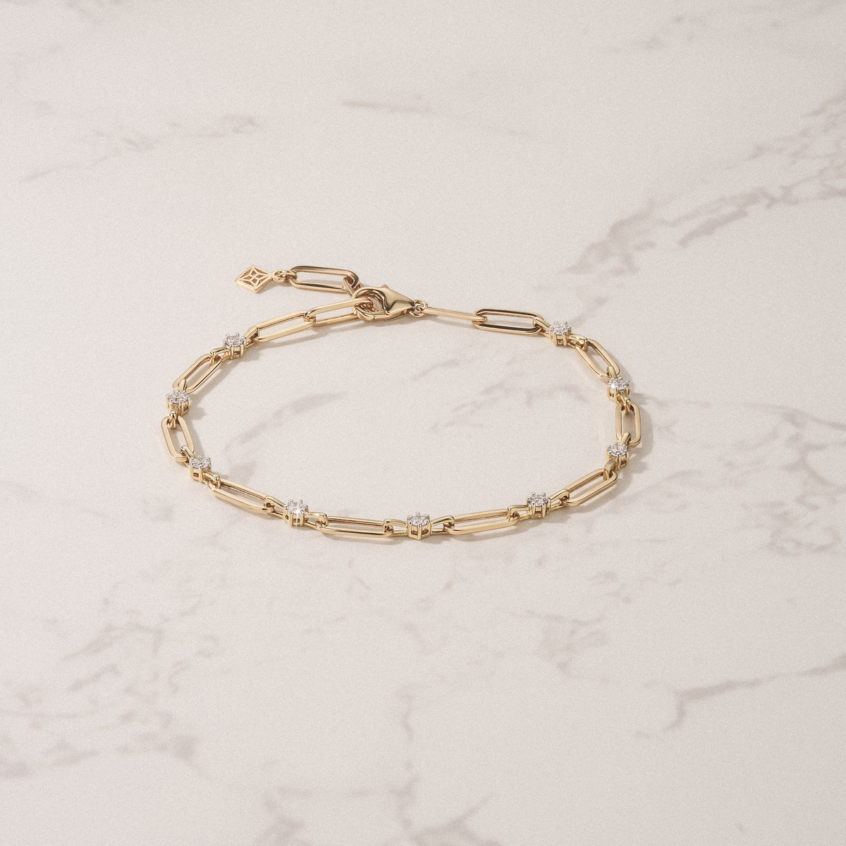 Paperclip 0.36ct Lab Diamond Link Bracelet in 18K Yellow Gold