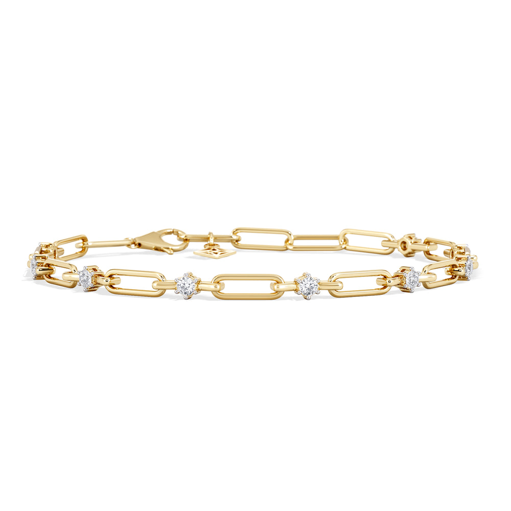 Paperclip 0.36ct Lab Diamond Link Bracelet in 18K Yellow Gold