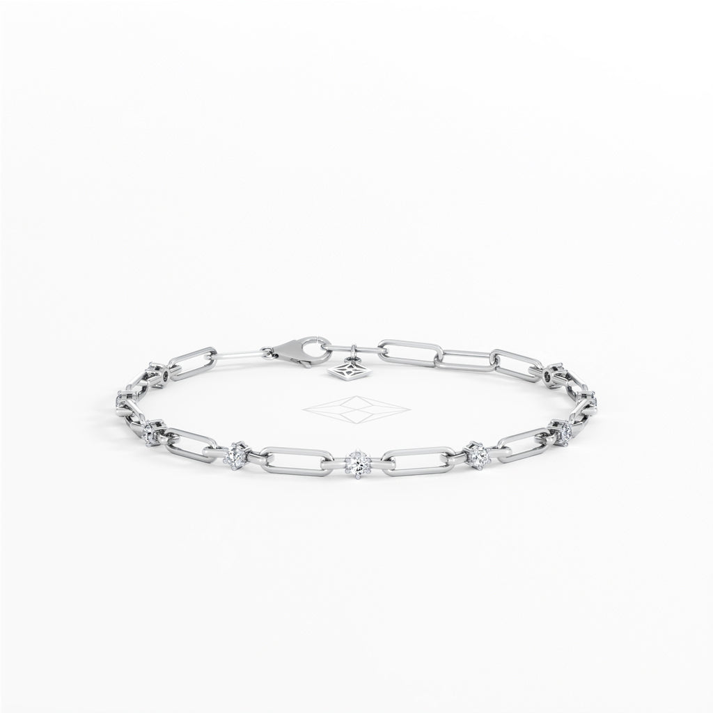 Paperclip 0.36ct Lab Diamond Link Bracelet in 18K White Gold
