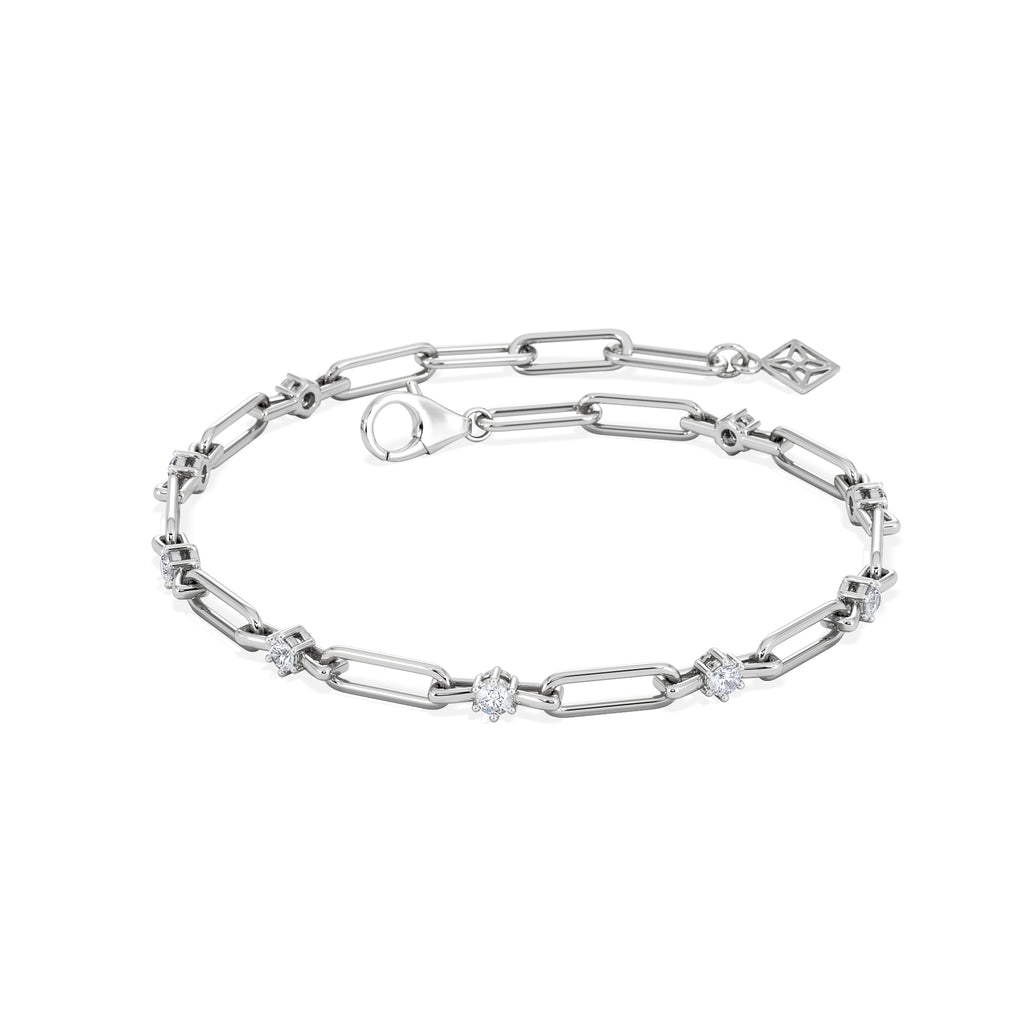 Paperclip 0.36ct Lab Diamond Link Bracelet in 18K White Gold