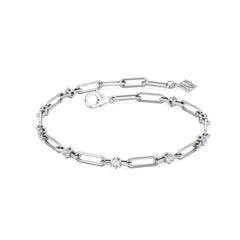 Paperclip 0.36ct Lab Diamond Link Bracelet in 18K White Gold