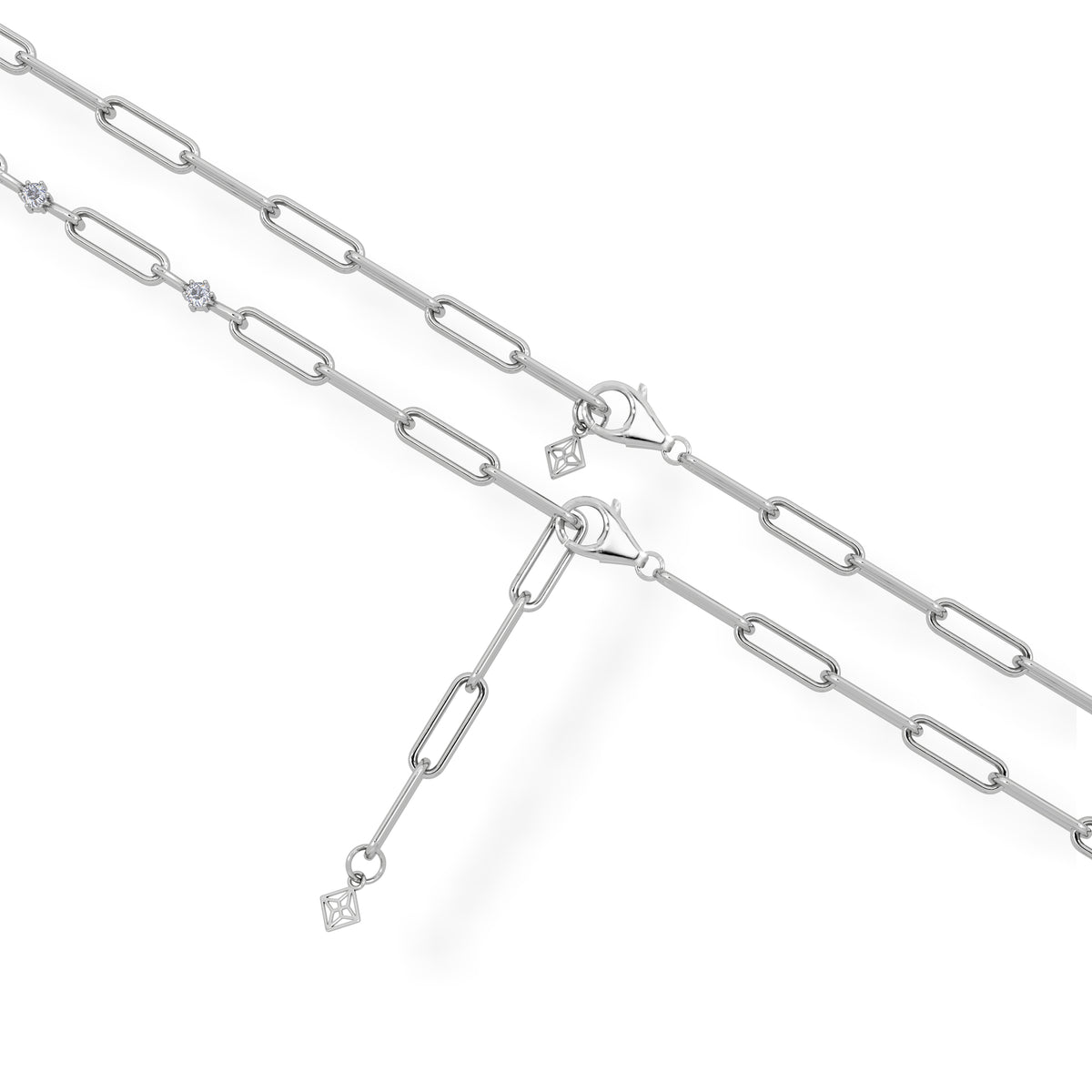 Paperclip 0.36ct Lab Diamond Link Bracelet in 18K White Gold