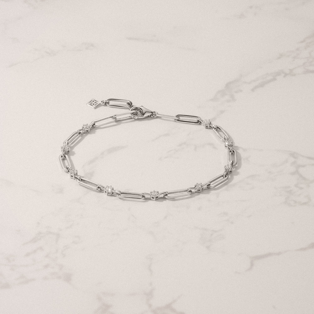 Paperclip 0.36ct Lab Diamond Link Bracelet in 18K White Gold
