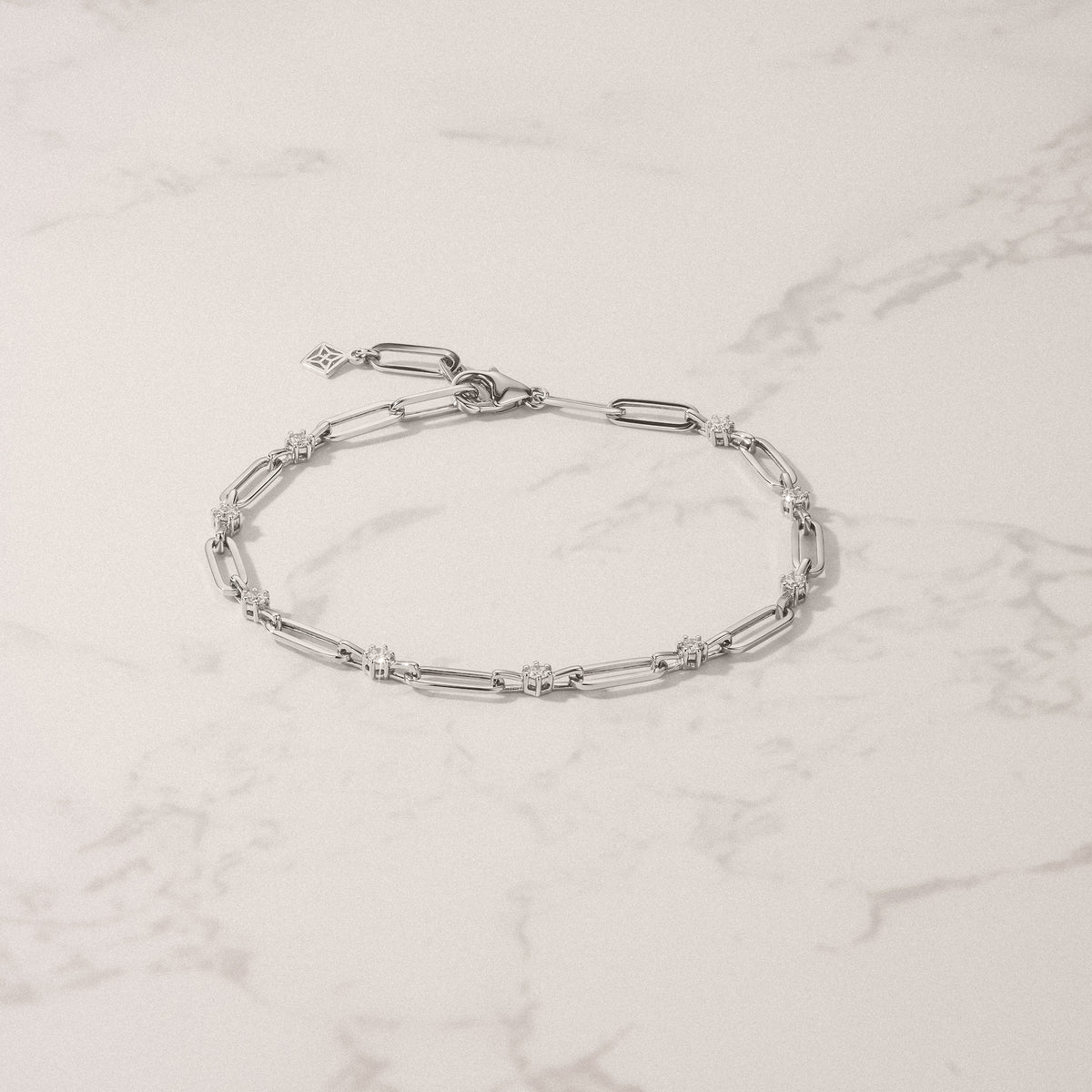Paperclip 0.36ct Lab Diamond Link Bracelet in 18K White Gold