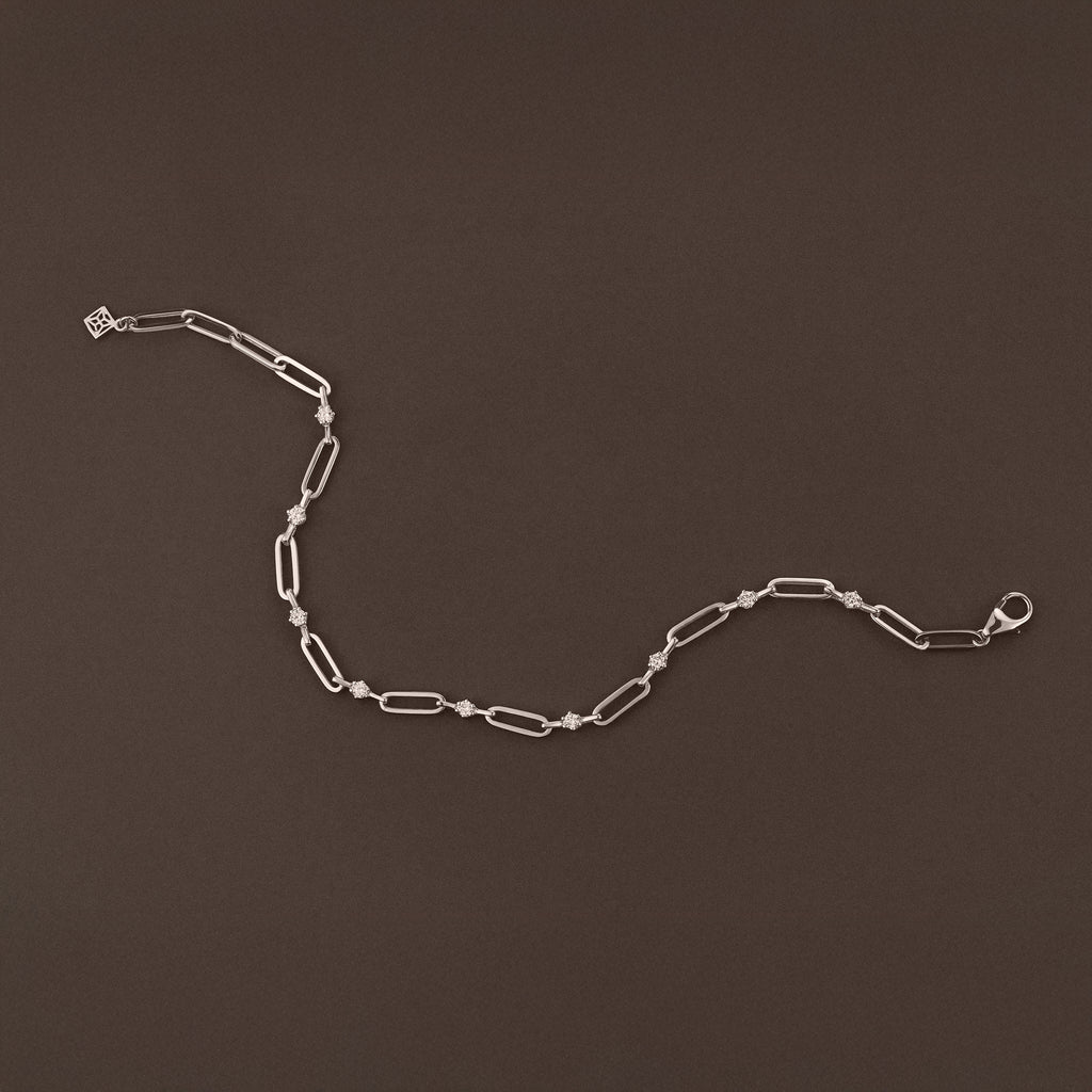 Paperclip 0.36ct Lab Diamond Link Bracelet in 18K White Gold