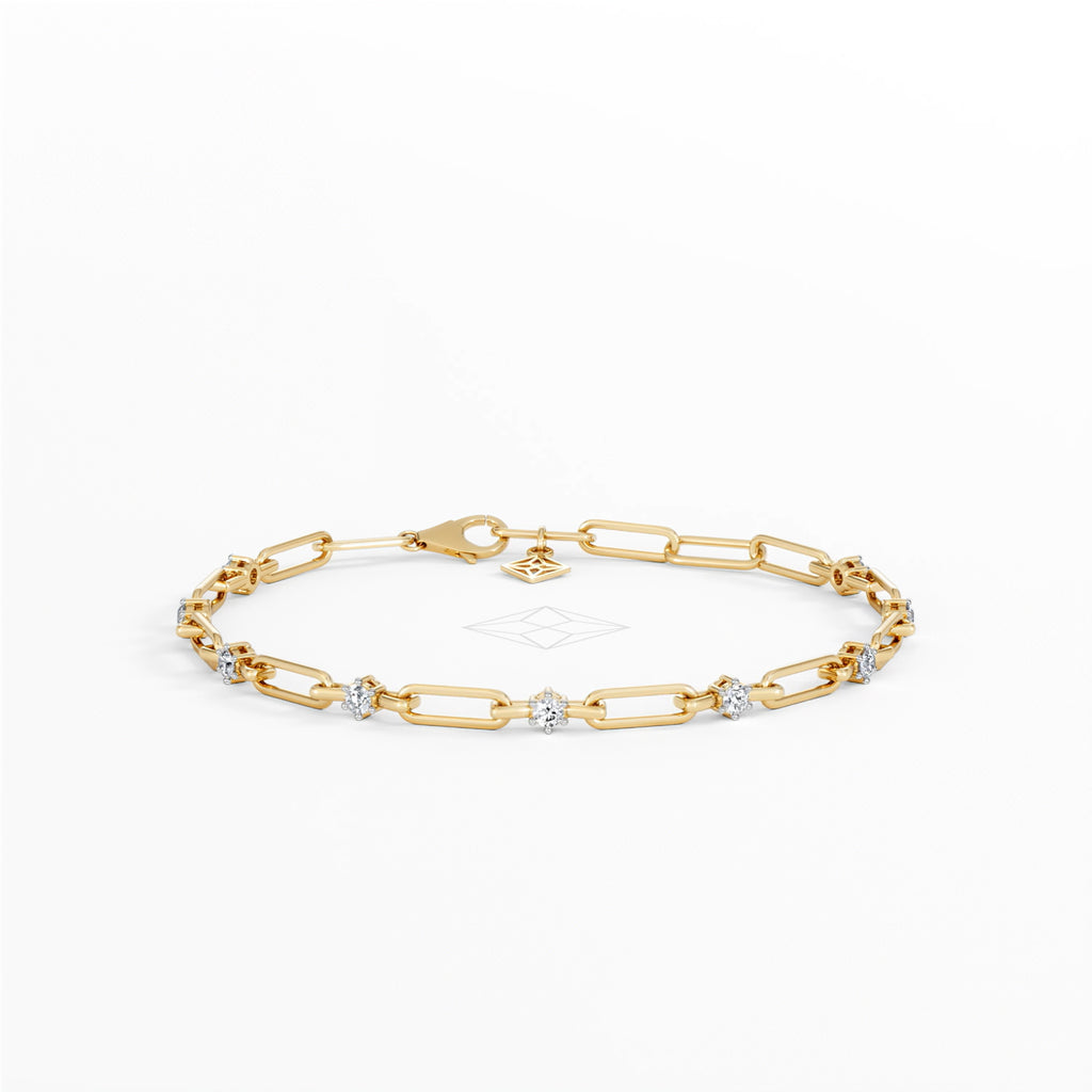 Paperclip 0.36ct Lab Diamond Link Bracelet in 18K Yellow Gold