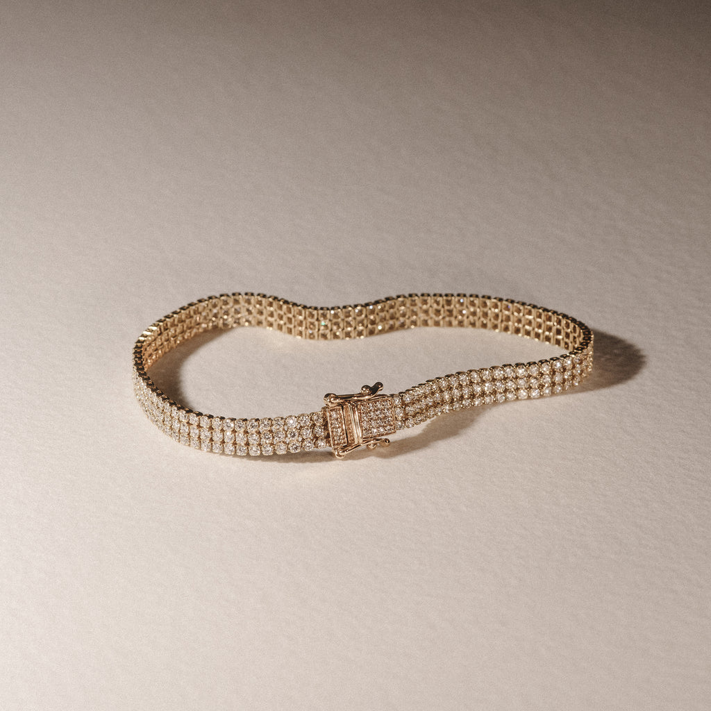 Soirée 4.15ct Round Cut Lab Diamond Tennis Bracelet in 18K Yellow Gold