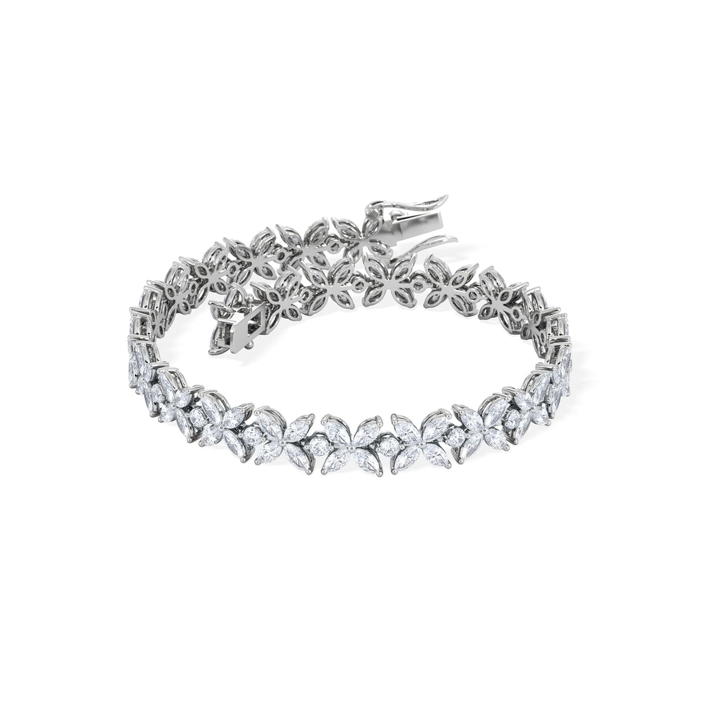 Luxe Floral 7.00ct Marquise and Round Cut Lab Diamond Tennis Bracelet in 18K White Gold