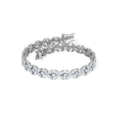 Luxe Floral 7.00ct Marquise and Round Cut Lab Diamond Tennis Bracelet in 18K White Gold