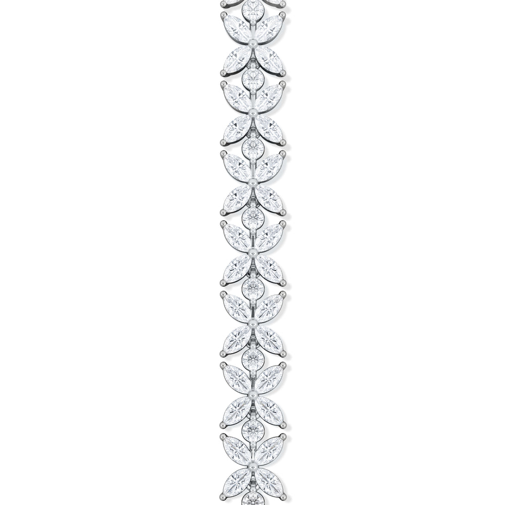 Luxe Floral 7.00ct Marquise and Round Cut Lab Diamond Tennis Bracelet in 18K White Gold