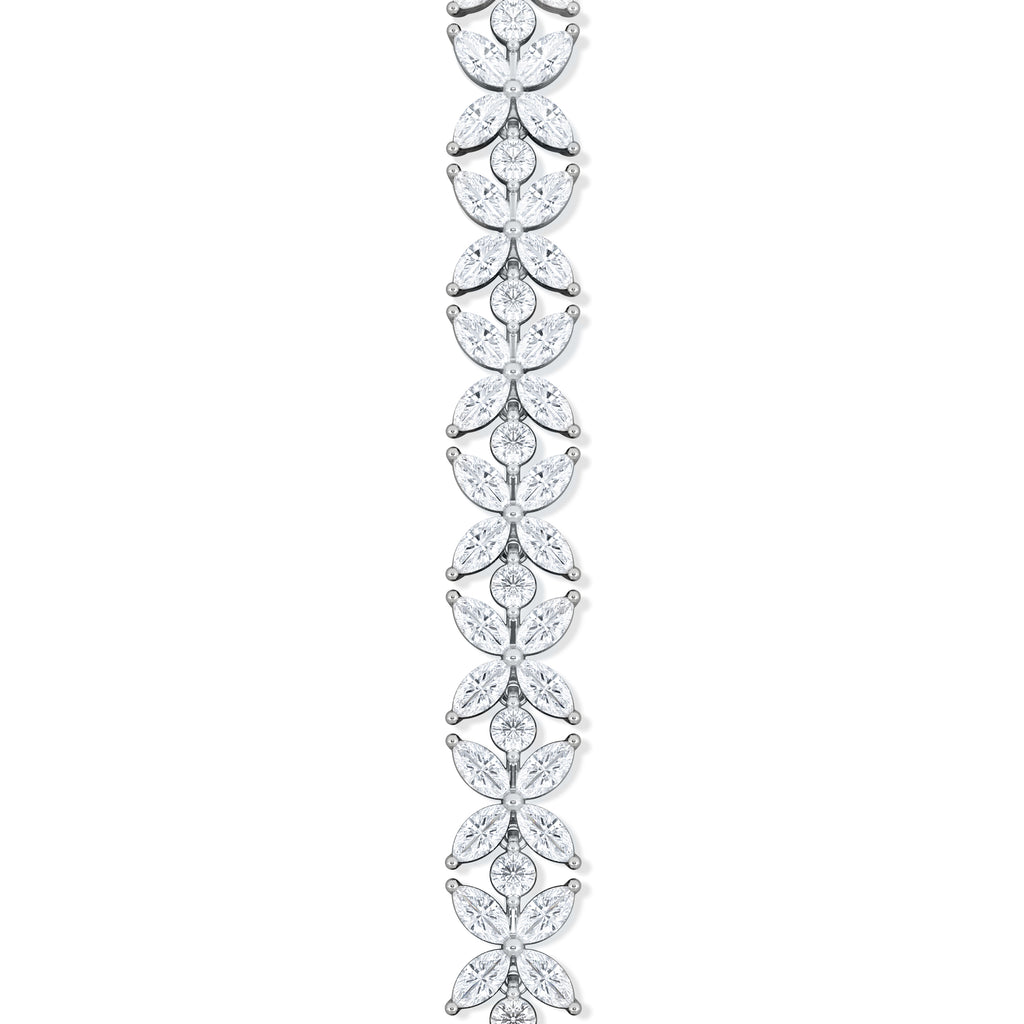 Luxe Floral 7.00ct Marquise and Round Cut Lab Diamond Tennis Bracelet in 18K White Gold