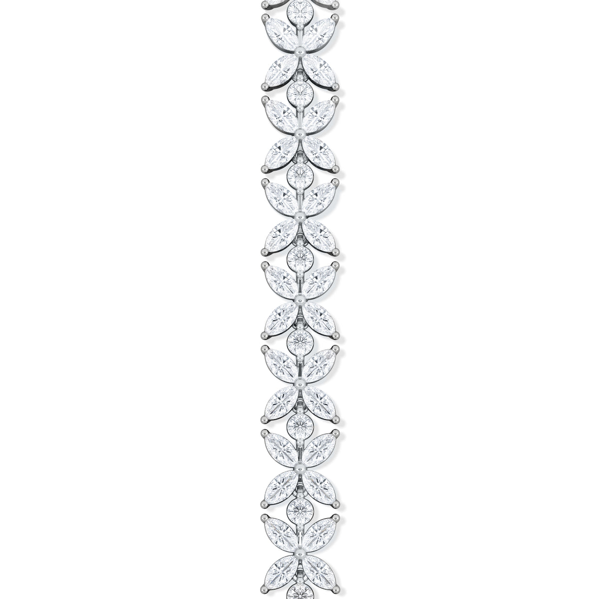 Luxe Floral 7.00ct Marquise and Round Cut Lab Diamond Tennis Bracelet in 18K White Gold