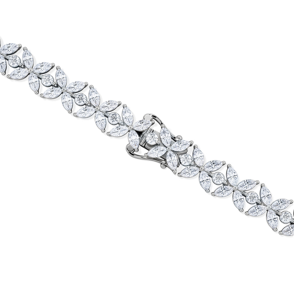 Luxe Floral 7.00ct Marquise and Round Cut Lab Diamond Tennis Bracelet in 18K White Gold