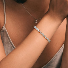 Luxe Floral 7.00ct Marquise and Round Cut Lab Diamond Tennis Bracelet in 18K White Gold