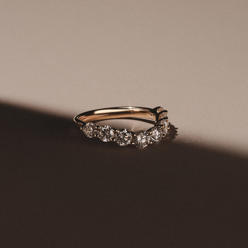 Legacy 1.73ct Round Cut Lab Diamond Half Eternity Ring in 18K Yellow Gold