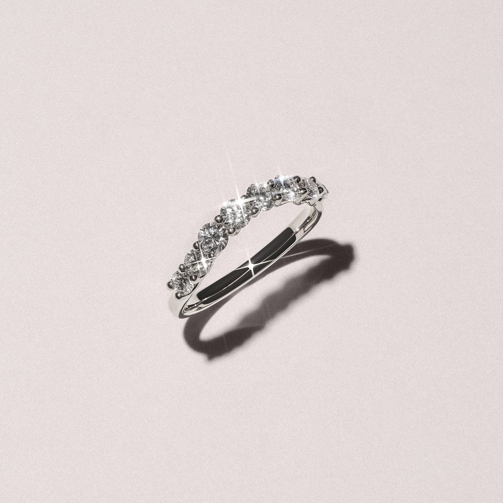 Legacy 0.90ct Round Cut Lab Diamond Half Eternity Ring in 18K White Gold
