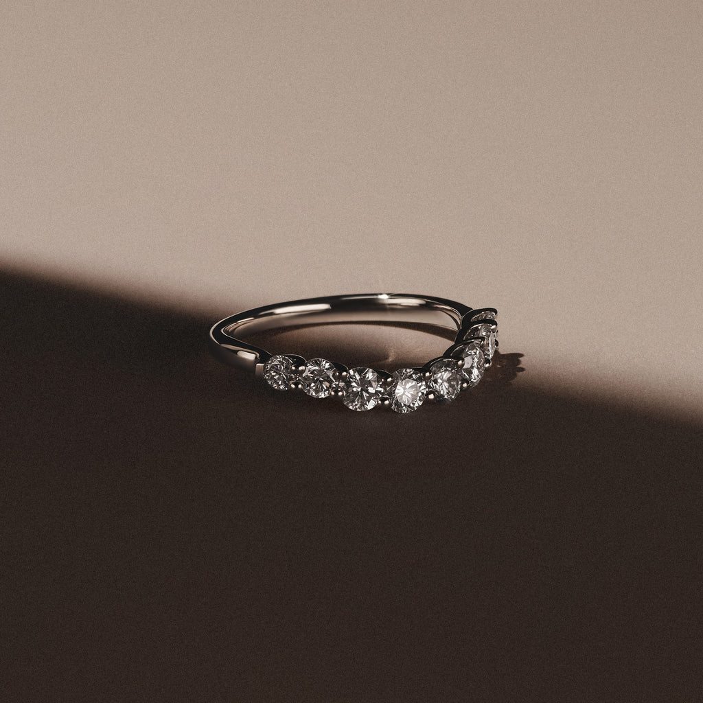 Legacy 0.90ct Round Cut Lab Diamond Half Eternity Ring in 18K White Gold