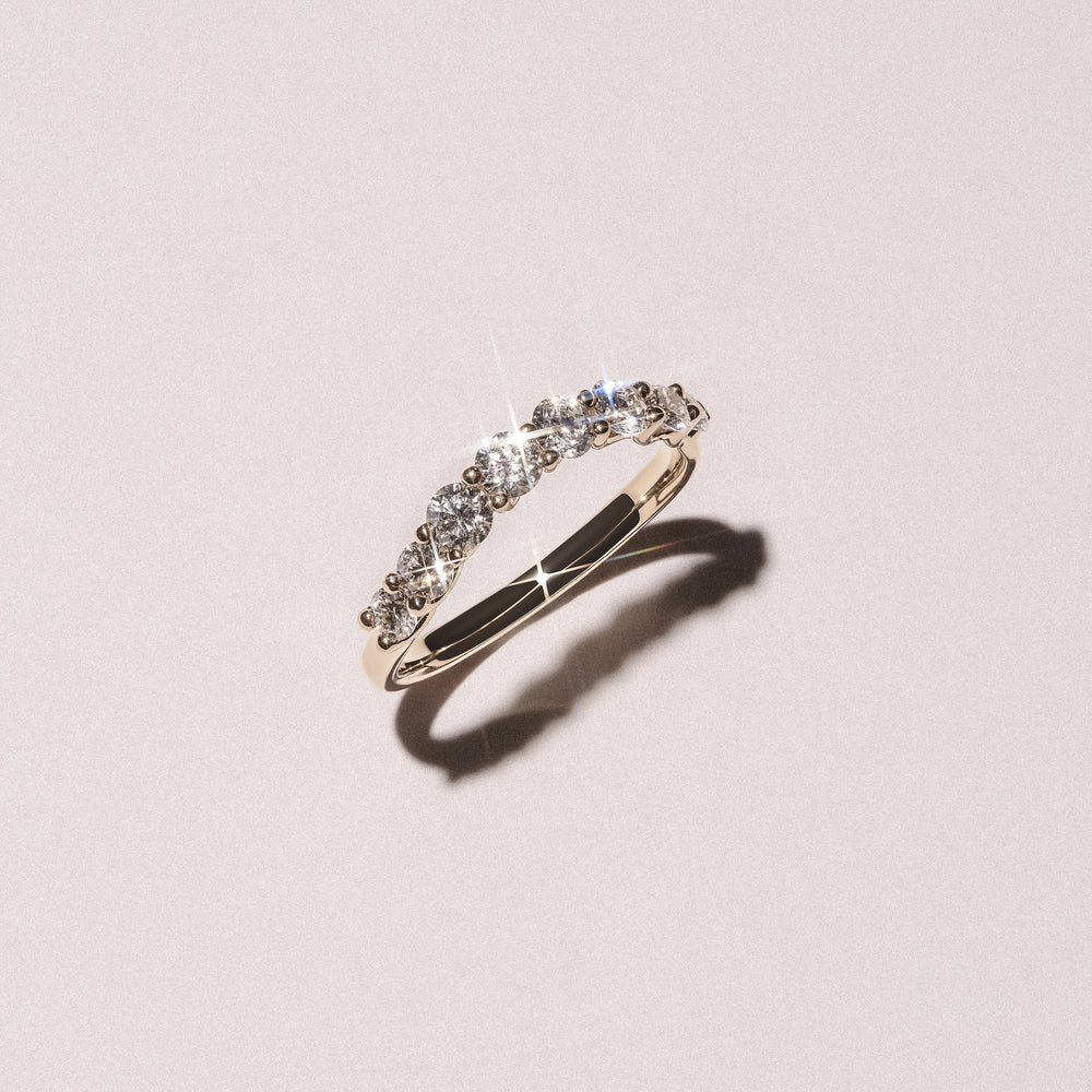 Legacy 0.90ct Round Cut Lab Diamond Half Eternity Ring in 18K Yellow Gold