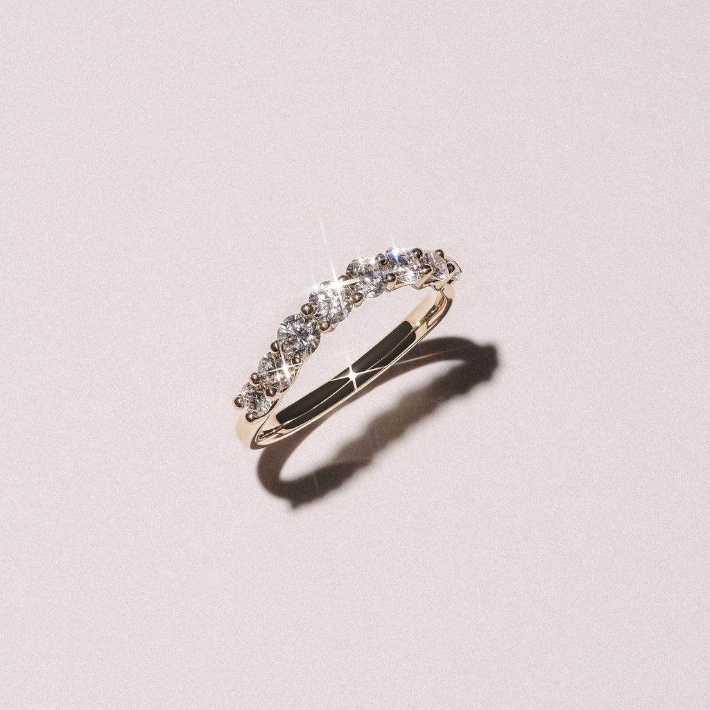 Legacy 0.90ct Round Cut Lab Diamond Half Eternity Ring in 18K Yellow Gold
