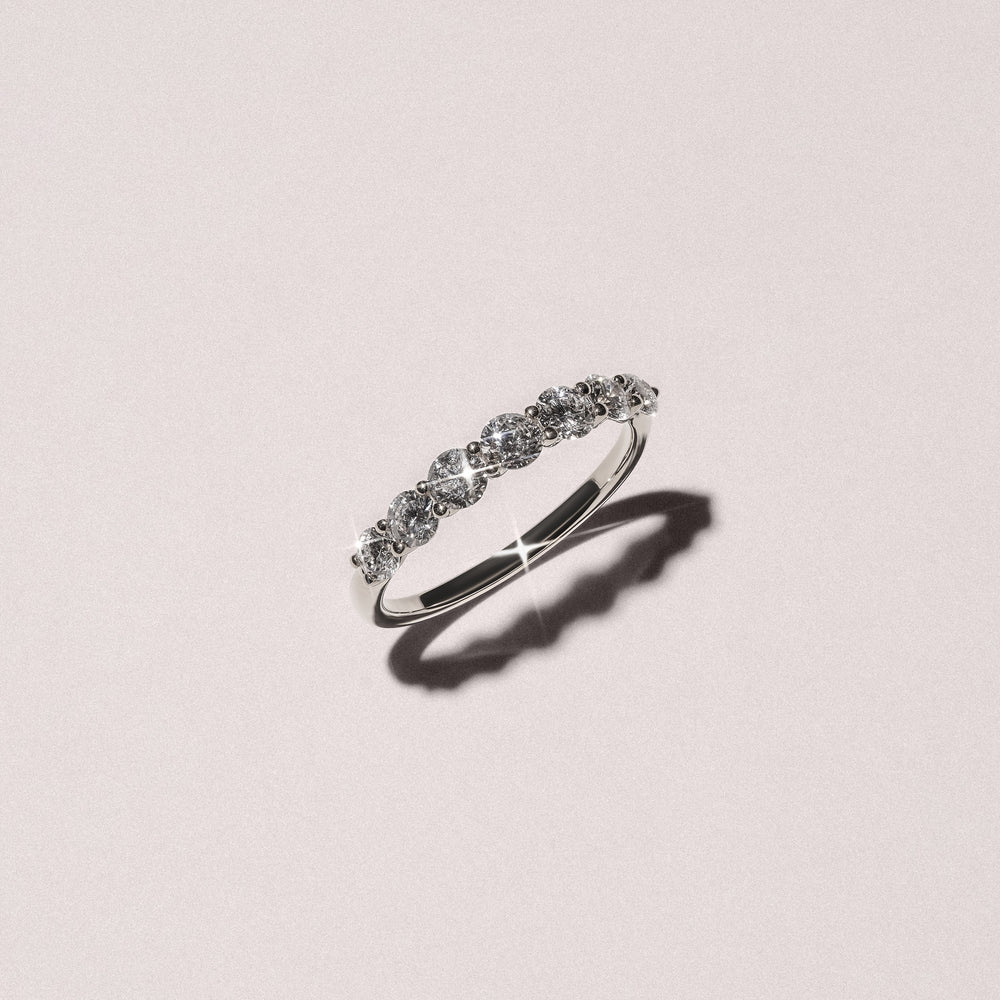 Legacy 1.00ct Round Cut Lab Diamond Half Eternity Ring in 18K White Gold