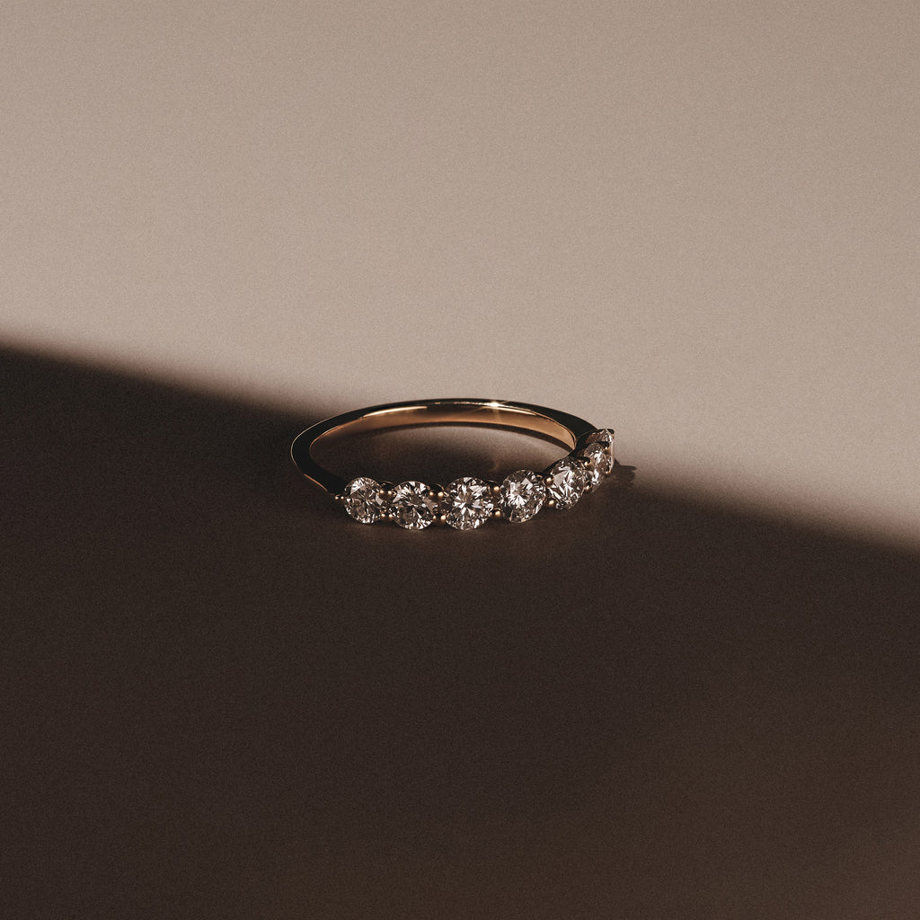 Legacy 1.00ct Round Cut Lab Diamond Half Eternity Ring in 18K Yellow Gold