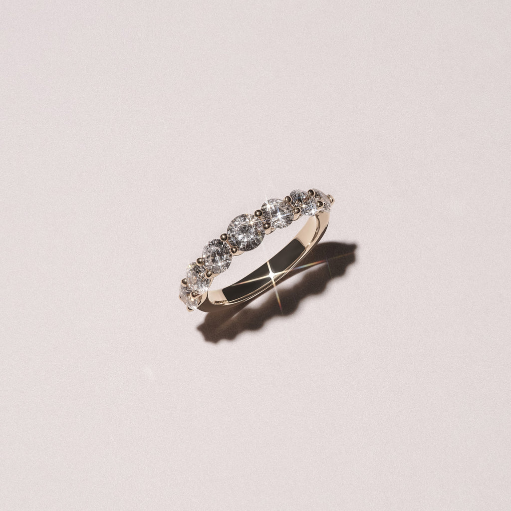 Legacy 2.00ct Round Cut Lab Diamond Half Eternity Ring in 18K Yellow Gold