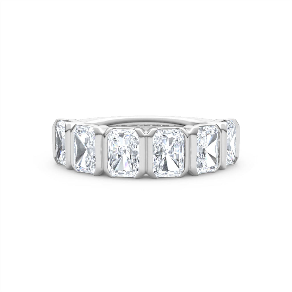 Sempre Bezel Radiant Cut 2.00ct Lab Diamond Half Eternity Ring in Platinum