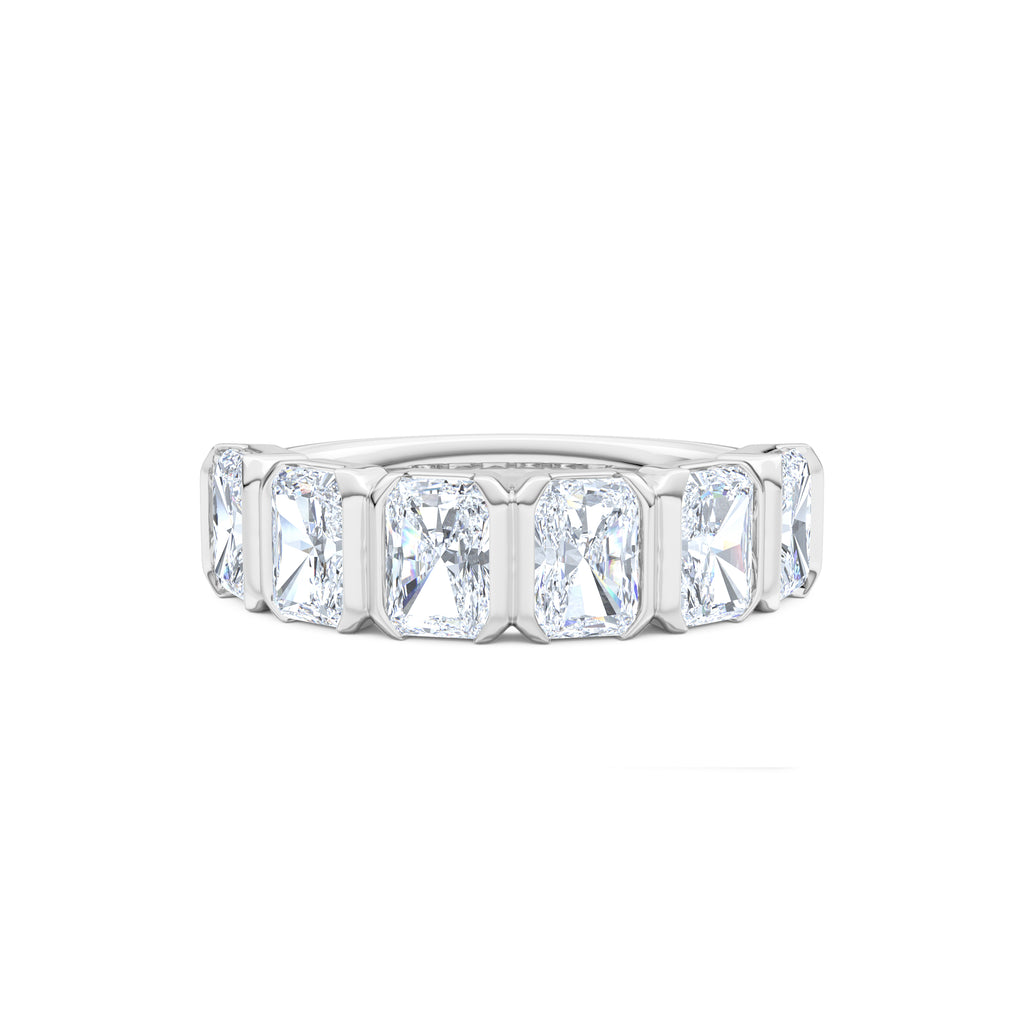 Sempre Bezel Radiant Cut 2.00ct Lab Diamond Half Eternity Ring in Platinum