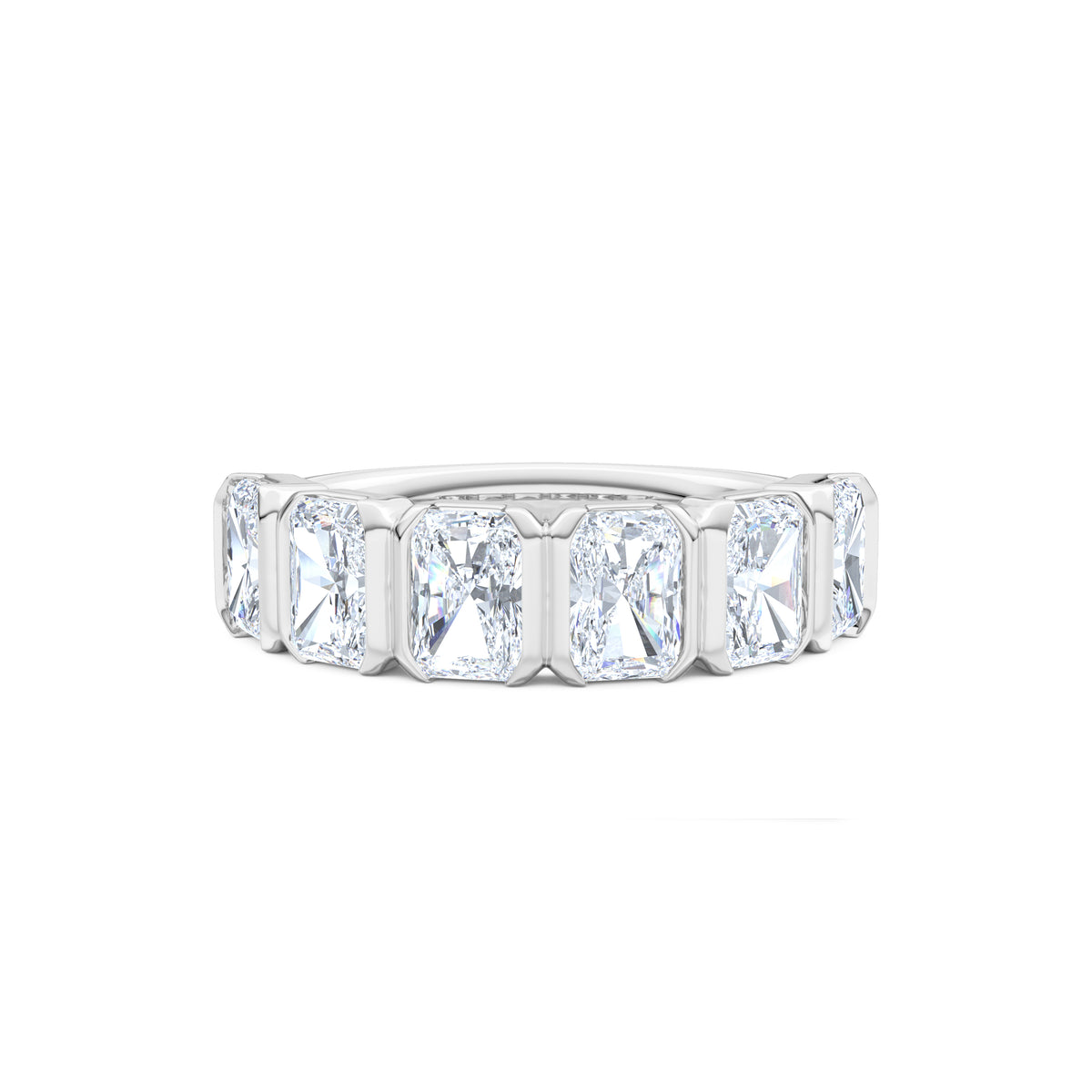 Sempre Bezel Radiant Cut 2.00ct Lab Diamond Half Eternity Ring in Platinum