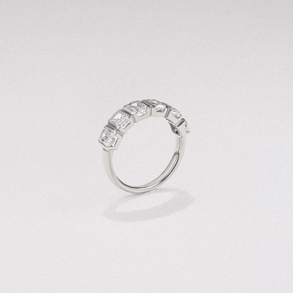 Sempre Bezel Radiant Cut 2.00ct Lab Diamond Half Eternity Ring in Platinum