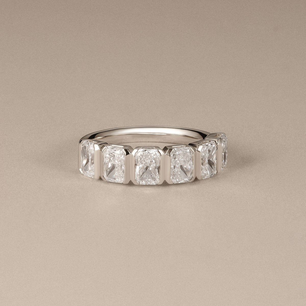 Sempre Bezel Radiant Cut 2.00ct Lab Diamond Half Eternity Ring in Platinum