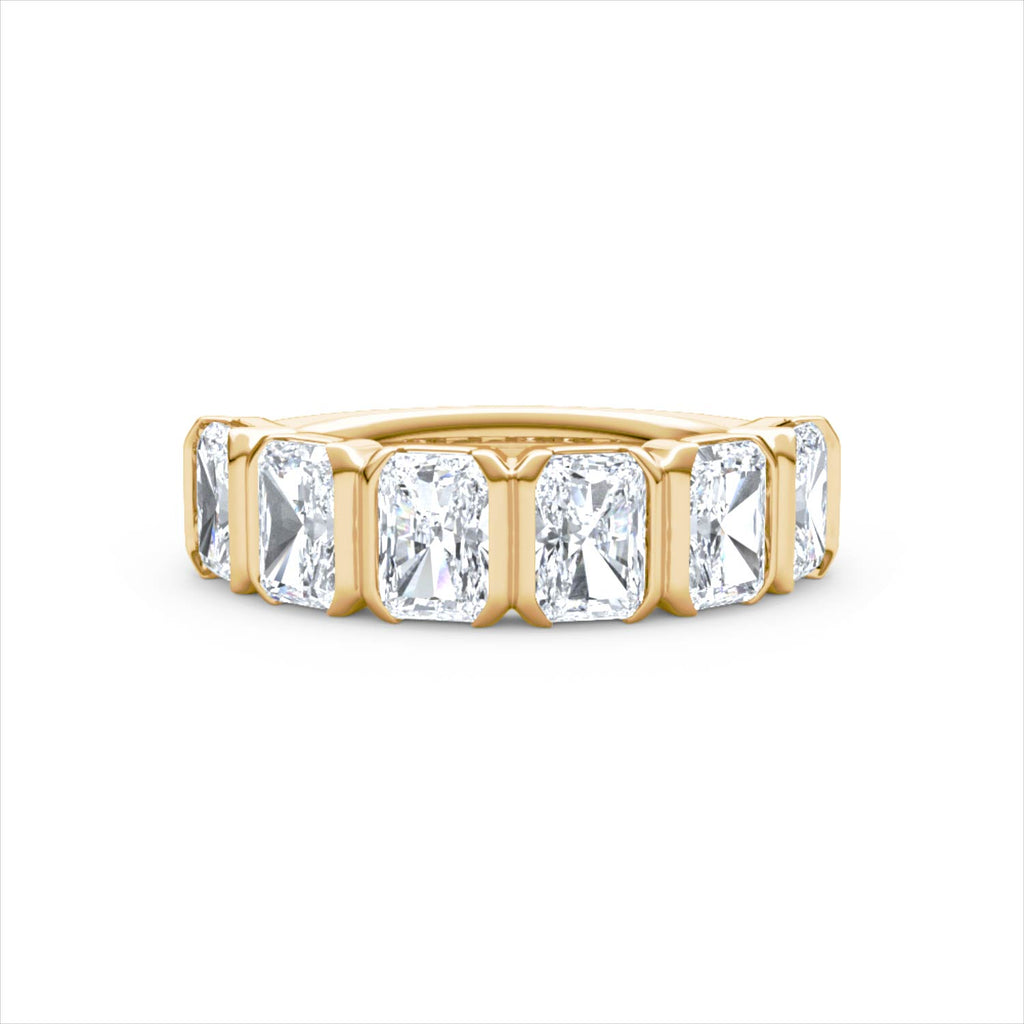 Sempre Bezel Radiant Cut 2.00ct Lab Diamond Half Eternity Ring in 18K Yellow Gold