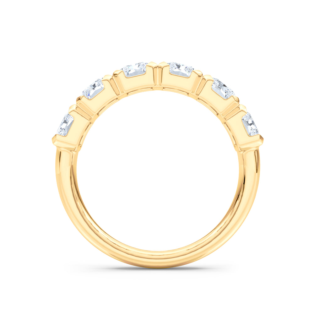 Sempre Bezel Radiant Cut 2.00ct Lab Diamond Half Eternity Ring in 18K Yellow Gold