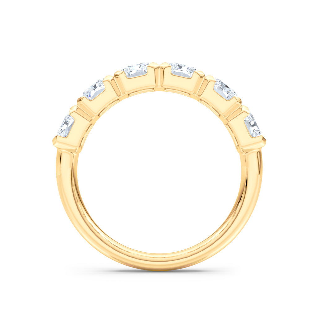 Sempre Bezel Radiant Cut 2.00ct Lab Diamond Half Eternity Ring in 18K Yellow Gold